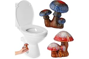 SiliFine 2 Pcs Mushroom Toilet Bolt Caps, 2 Design, Funny Decorative Toilet Screw Cover Caps, Fun Gadgets for Bathroom, Ceramic Mushroom Bathroom Accessories Decor Covers, Easy to Install