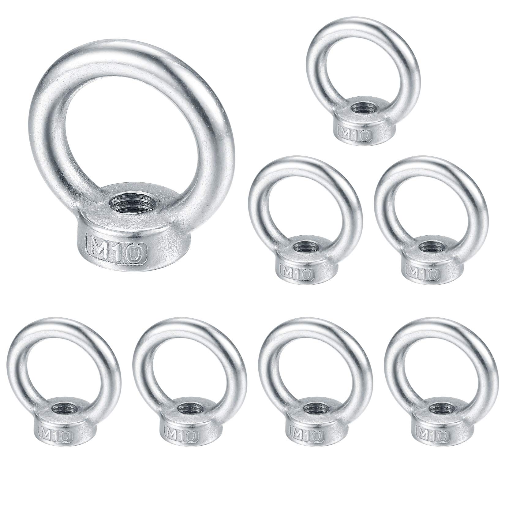 Xiaomoyu M10 Stainless Steel 8pcs Lifting Eye Nuts, Ring Shape Bolts and Nuts, Silver