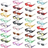 Ecally 36 Pairs Small Retro Rectangle Sunglasses Bulk 90s Vintage Trendy Sunglasses Pack for Women Men(Square,Transparent Color)