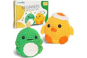Lvemilio Crochet Kit for Beginners with Easy Peasy Yarn，Crochet Starter Kit with Step-by-Step Video Tutorials, Learn to Crochet Kit for Adults and Kids, Knitting Kit with 2 Pack Animal