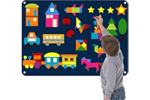 Craftstory 144 Pcs Shapes Felt-Board for Toddlers, Preschool Classroom Must Haves Learning Activities Tangram Toys Teacher Aide 3.5 Ft Large Wall Hang Sensory Activities Kit