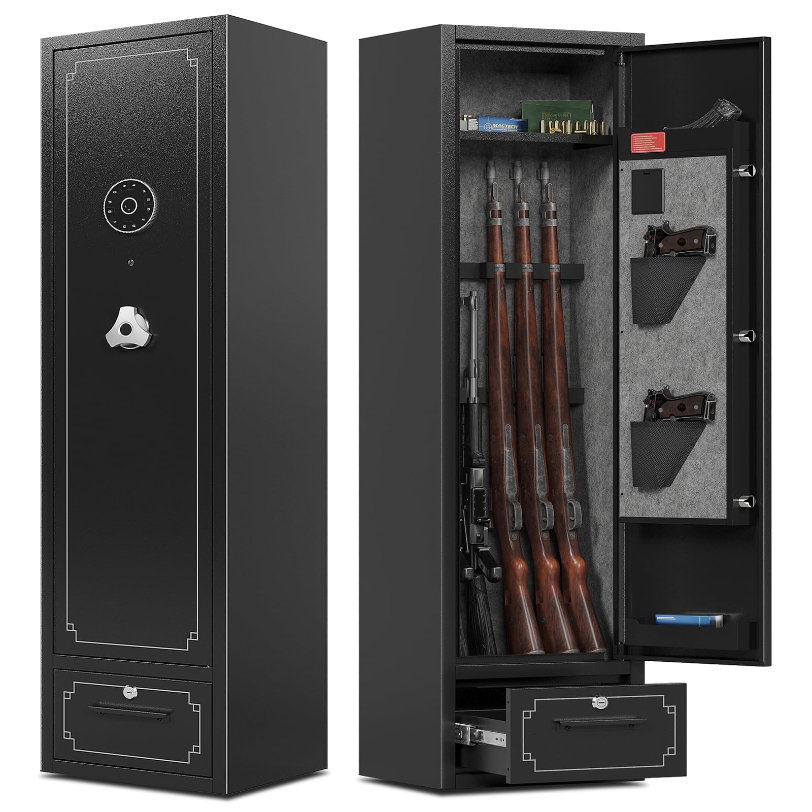 Photo 1 of Kaer 5-6  Safe,Gun Safes for Rifle and Pistols,Gun Cabinets,Rifle Safe,Gun Safes for Rifle and Shotguns,Gun Safes & Cabinets with Drawer,Indoor Gun Rack,Removable Shelf (L)