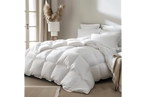 Serta Feather Down Comforter Full/Queen Size, Ultra Fluffy Lightweight Duvet Insert with Corner Tabs, Microfiber Cover All Season White Comforters, Skin-Friendly, 88"x88"