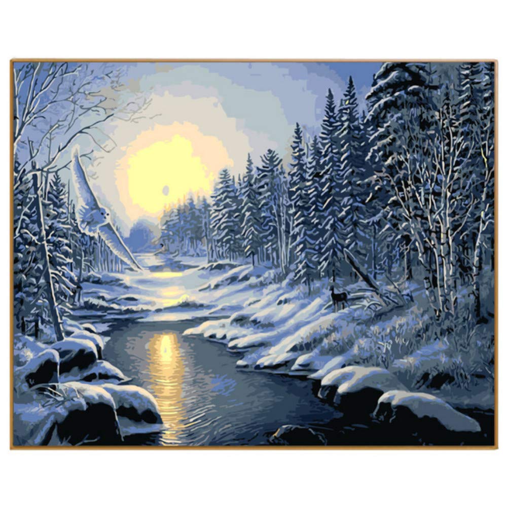 zfkdsd Kein Rahmen Winter Schnee Landschaft DIY Bild Malen