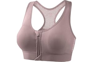 Front Zipper Bra for Women Breathable Wireless Bras with Mesh Racerback Comfort Support Bras for Workout Running Gym
