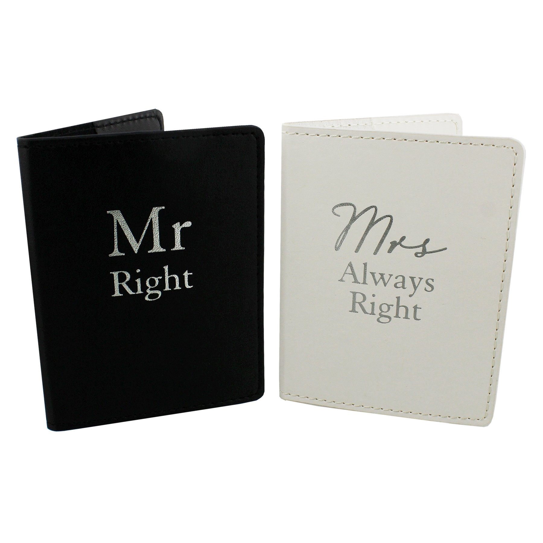 Amore Set of 2 Mr Right & Mrs Always Right Black and White Passport Holders Honeymoon