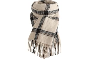 Trifabricy Winter Scarfs for Women, Long Blanket Scarf, Fashion Soft Taseel Plaid Scarf, Chunky Oversized Shawls and Wraps