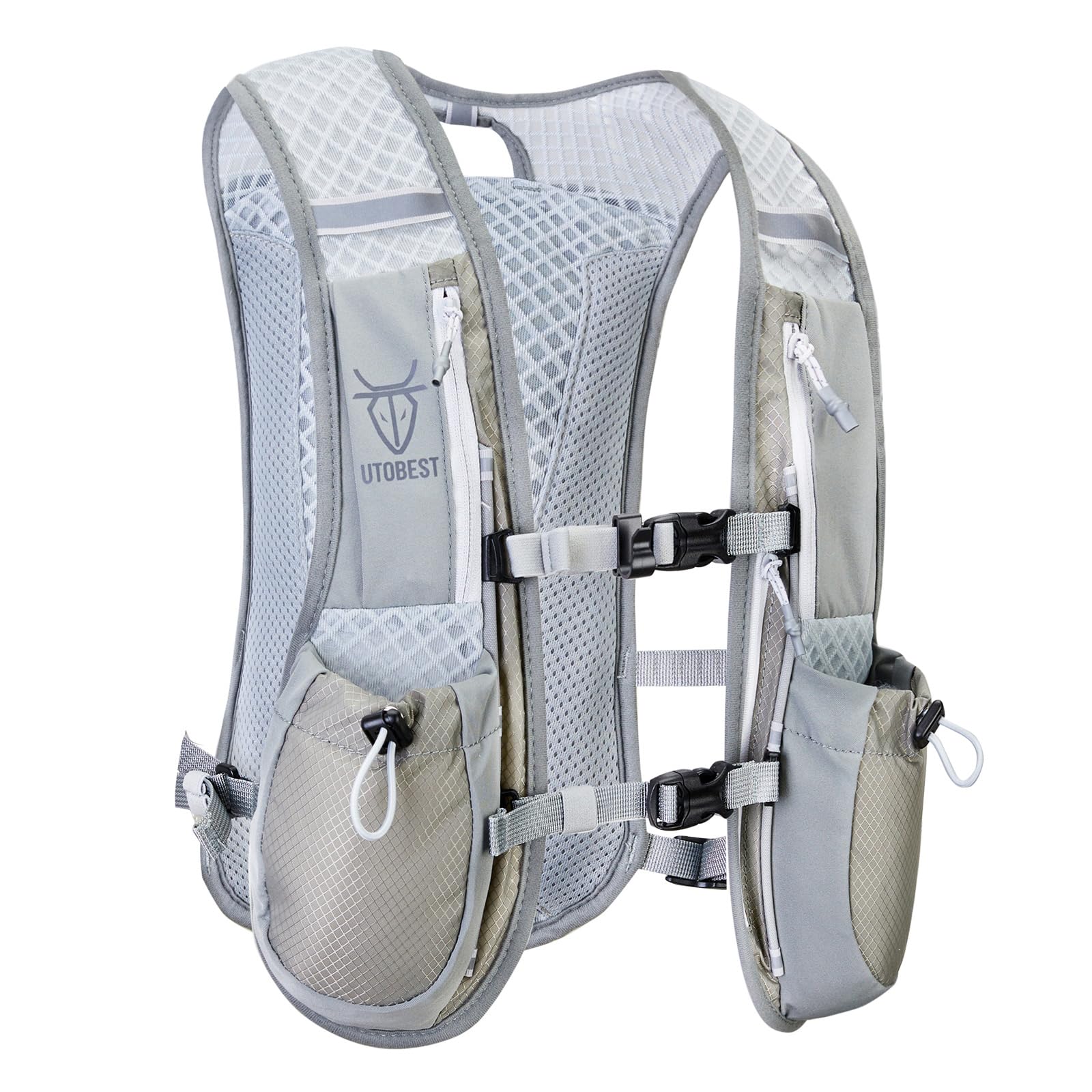 UTOBEST Running Vest, 5L Hydration Vest, Adjustable Running Backpacks Lightweight Hydration Pack for Trail Marathon Cycling (Grey