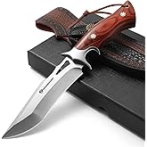 DRACHENADER Fixed Blade Knife with Leather Sheath, Full Tang Survival Knife, M390 Steel Hunting and Camping Outdoor Survival 