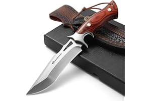 DRACHENADER Fixed Blade Knife with Leather Sheath, Full Tang Survival Knife, M390 Steel Hunting and Camping Outdoor Survival 