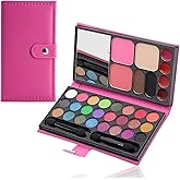 Portable Real Kids Makeup Kit for Girls Washable Children's Play Makeup Set with Brush Teens Makeup Pallete Gift Set in Halloween Birthday Party (33 color red)