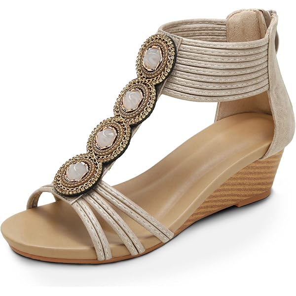 ZBYY Women's Wedge Ankle Strap Sandals - Round Toe Gladiator Style, Comfortable Flat Heel, Green Summer Beach Shoes - View #8