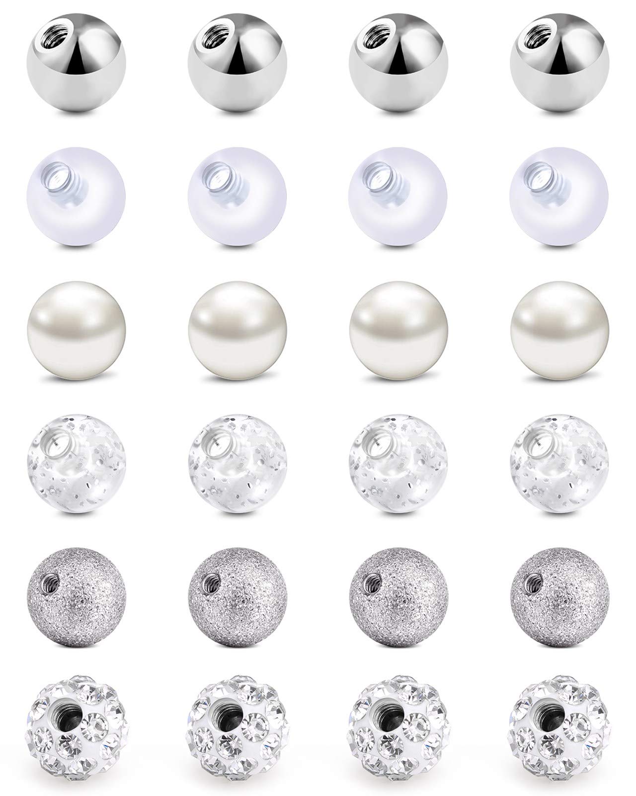 AceFun 16G Piercing Ball 1.2mm Piercing Balls 3mm Replacement Piercing Balls Lip Steel Piercing Balls Silver Replacemnt Jewellery Balls for Piercings