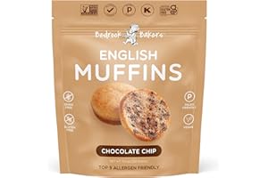 Bedrock Bakers English Muffins Chocolate Chip - Allergen-Friendly, Gluten-Free, Grain-Free, Nut-Free, Vegan, Kosher - 4 Count Bag, 11.6 Ounce (Pack of 2)
