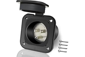 JINDOUYUN 15 Amp Inlet, Shore Power Flanged Receptacle, 15A 125V Recessed Male Outlet, NEMA 5-15 AC Port Plug with Waterproof Covers, Exterior Electrical Connections for RV Trailer Shed Block Heater