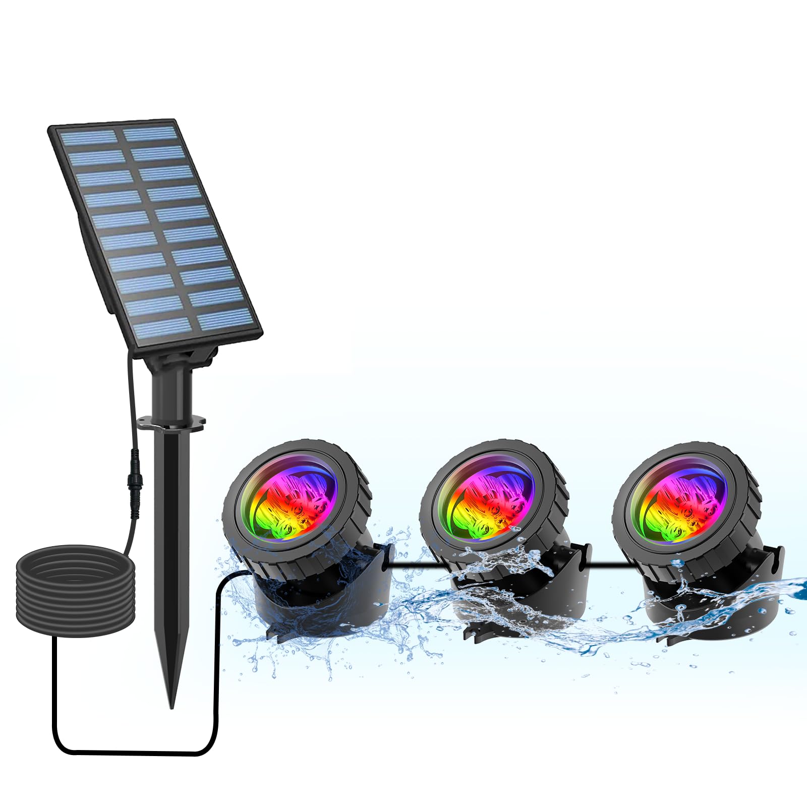 CORESLUX Solar Powered Pond Lights, Waterproof IP68 Submersible Lights with LED Color Changing Spot Light for Aquarium Tank Garden Pool Fountain Waterfall.