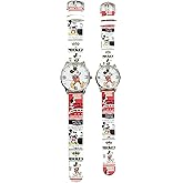Disney Mickey Mouse His & Her Watch Set – Matching Analog Wristwatches with Classic Mickey Design – Printed PU Leather Straps – Quartz Movement – Box Included – Fits Wrists 5.5" to 8"