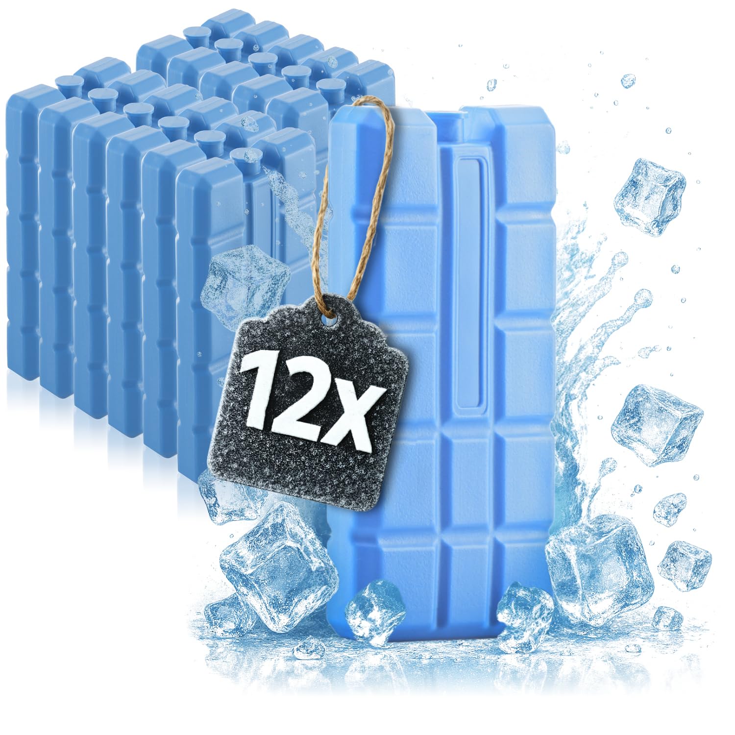 com-four® 12x Cooling Batteries in Blue - Cooling Elements for Cool Box and Cool Bag - Freezer Blocks - Cooling Batteries for Household and Leisure