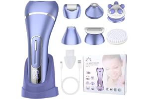 Qreeyx Epilator for Women, 7 in 1 Hair Removal for Women, Body Shaver, Bikini Trimmer, Face Razor, Facial Brush, Face Massage, Foot Callus Remover, IPX7 Waterproof Electric Shavers, Ideal Female Gift