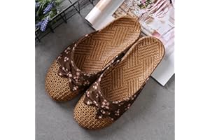Summer Linen Slippers, Indoor Non-Slip Thick-Soled Floor Slippers for Women, Women Shoes