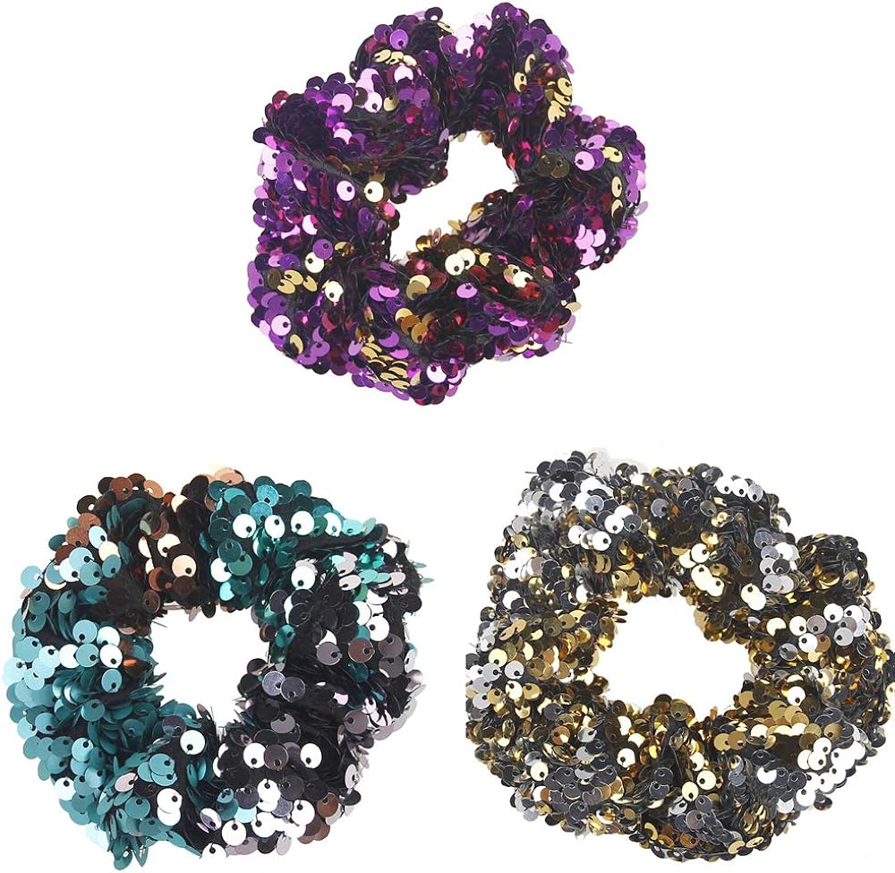 Amazon Com For Girls And Woman Elastic Sequin Hair Ties