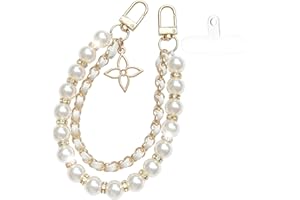 BERITNI Beaded Phone Charm, Pearl Phone Wrist Strap for Women, Hands-free Phone Bracelet Straps, Anti-Lost Lanyard Wristle Ch