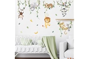 decalmile Jungle Animals Safari Wall Decals Lion Monkey Koala Wall Stickers Baby Nursery Kids Room Toddler Room Wall Decor