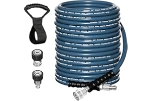 SITIMIMIL 3/8'' Pressure Washer Hose 100FT - Kink Resistant Steel Wire Braided, Wear Resistant, 3/8" Stainless Steel Quick Connect, with M22 14mm Adapter Set, Hot and Cold Water Power Washer Hose, 4200 PSI