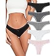 KNITLORD Super Soft Women's Thongs Lace Underwear Breathable Viscose Panties Sexy No Show Undies 5 Pack