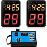 Suzile 2 Units Wireless Basketball Shot Clock, 24 Seconds Countdown Timer | Portable Shot Clock with Buzzer and Controller, LED Display Clear Visibility, for Basketball Training Practice Tournament Gym
