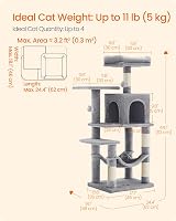 Feandrea Cat Tree Tower 112 cm Multi-Level Plush Condo with 4 Scratching Posts view 7