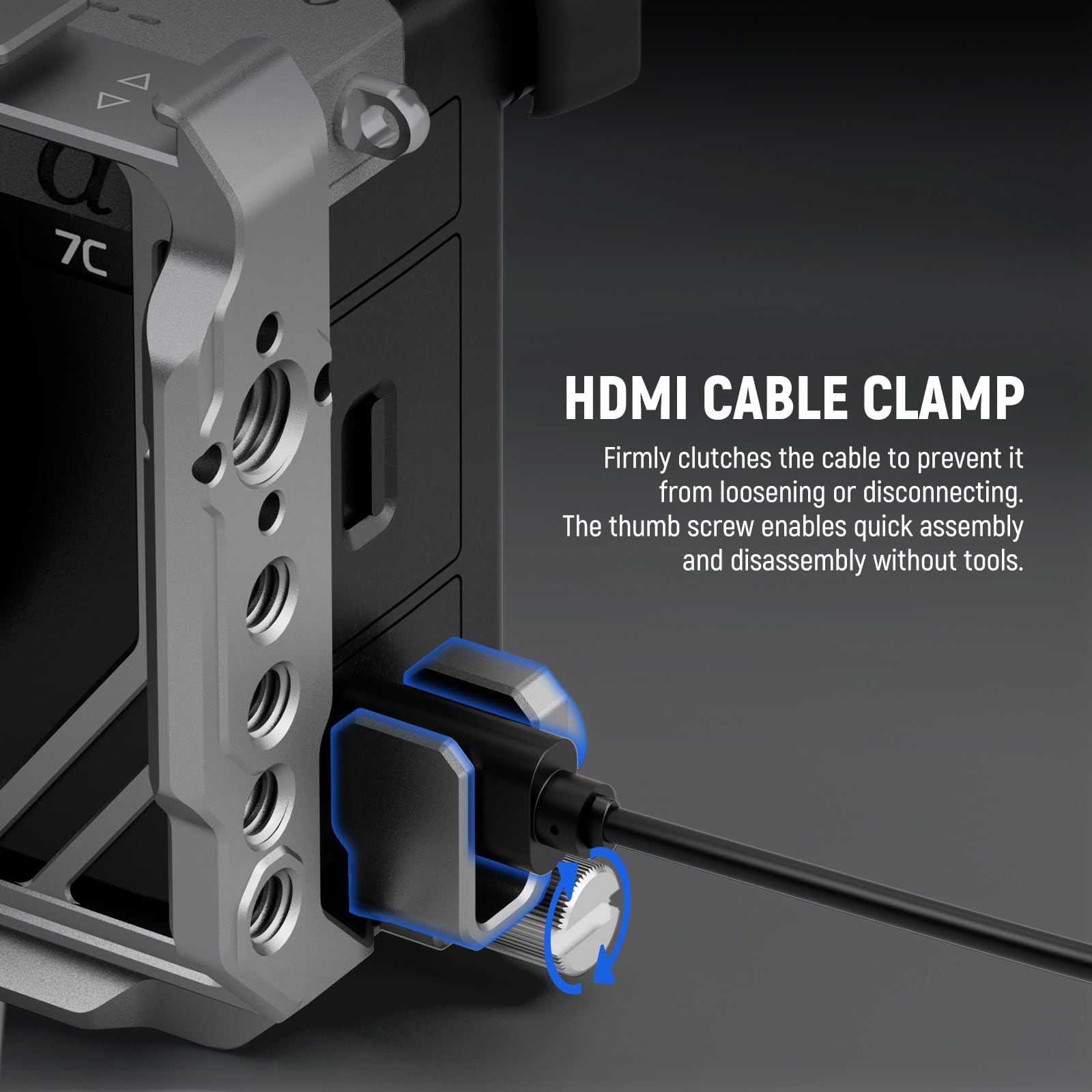 NEEWER A7C II A7CR Camera Cage, Aluminum Video Rig with QR Base Arca Type Anti Slip Compatible with Sony DJI RS Gimbal, HDMI Cable Clamp, NATO Rail, Cold Shoe 3/8