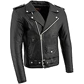 Milwaukee Leather Men's Premium Classic Black Leather Motorcycle MC Style Rider Jacket - Medium