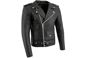 Milwaukee Leather LKM1781 Men's The Legend Classic Black Premium Leather Motorcycle Jacket w/Quilted Liner