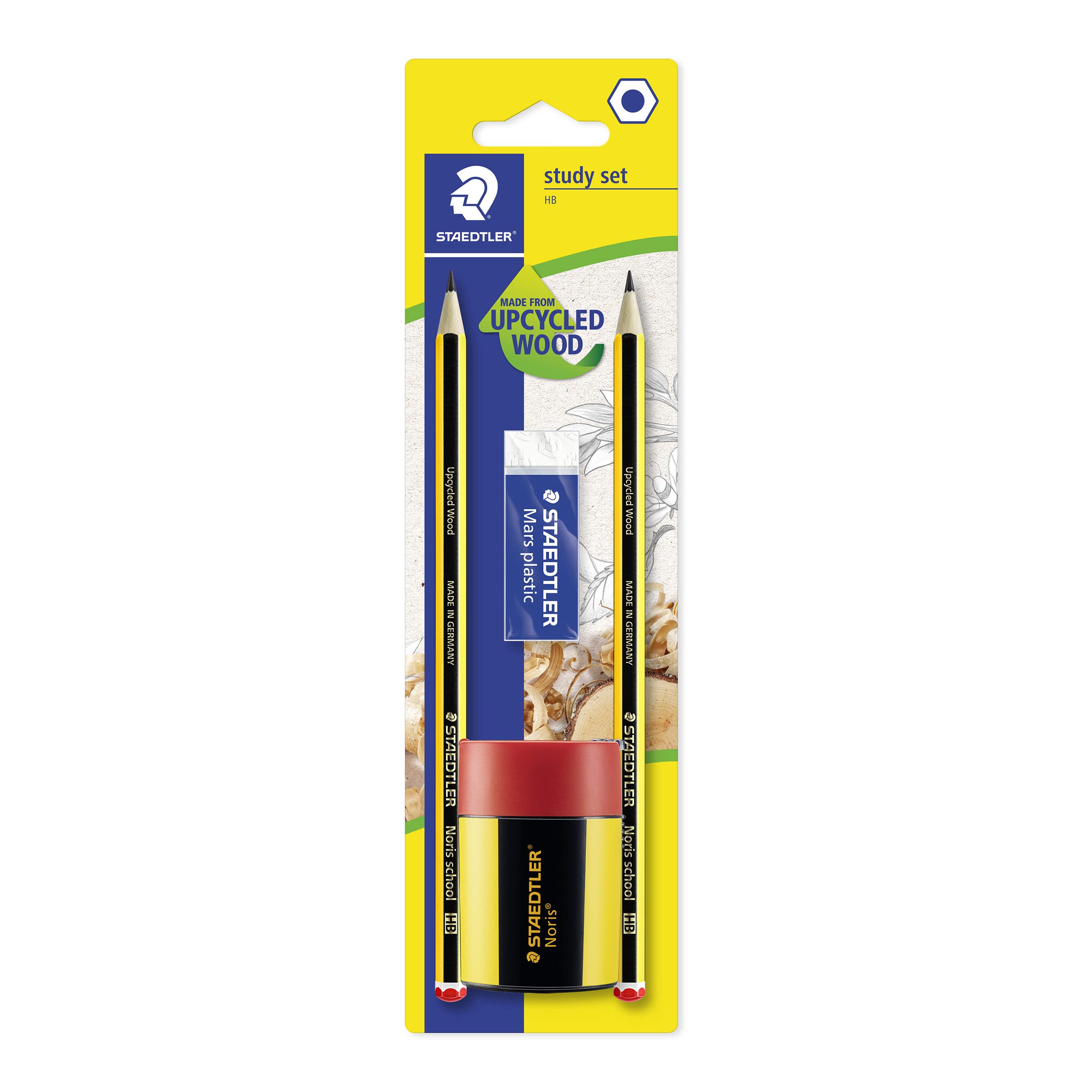 STAEDTLER 121 511BKD Noris School Graphite HB Pencil Study Set (Pack of 2 Pencils, Eraser + Tub Sharpener) — image 1