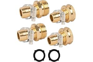 LIULO TOOL Garden Hose Repair Connector with Clamps, Fit for 3/4" or 5/8" Aluminum Garden Hose Fitting, Male and Female Hose Fittings, 2 Sets