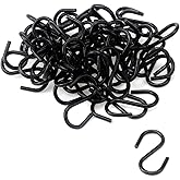 Meprotal 50pcs 1inch S Hooks, Black Mini Ornament Iron Hooks Hanger Small S Hook for Hanging Jewelry Kitchenware Plants