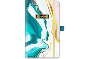 TULLOFA Pocket Planner/2024-2026 Pocket Planner- Monthly Pocket Planner/Calendar with 60 Notes Pages, Jan. 2024 - Dec. 2026, 4" x 6.2", 3 Year Monthly Planner with Inner Pocket + Pen Hold - White Green