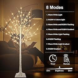5FT Lighted Birch Tree with 90 LED Warm White and