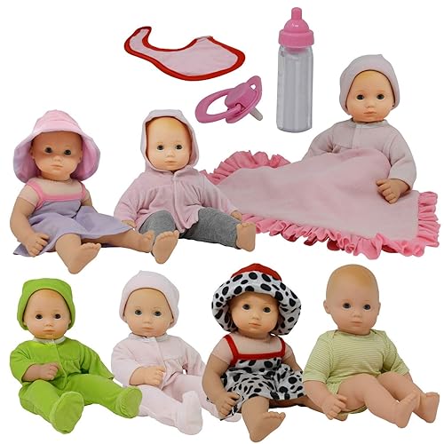 Baby Doll Clothes New Born Baby Doll Outfits for 14 15 and 16 inch Dolls  Includes Doll Accessories Bottle, Pacifier, Blanket and Sets of Clothing in 