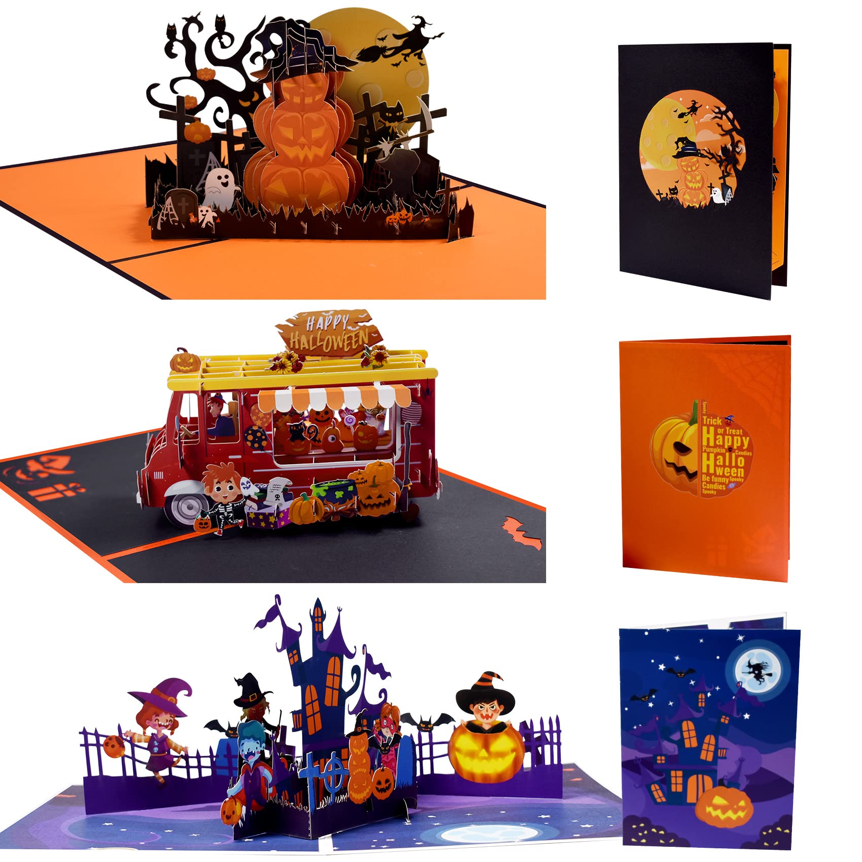 Magic Ants Halloween Pop Up Card - 3D Greeting Card, Happy Halloween Card, Pumpkin Card, Pop Up Gift Cards, Pop Up Birthday Card for Best Friend, with Envelope, Pack of 3