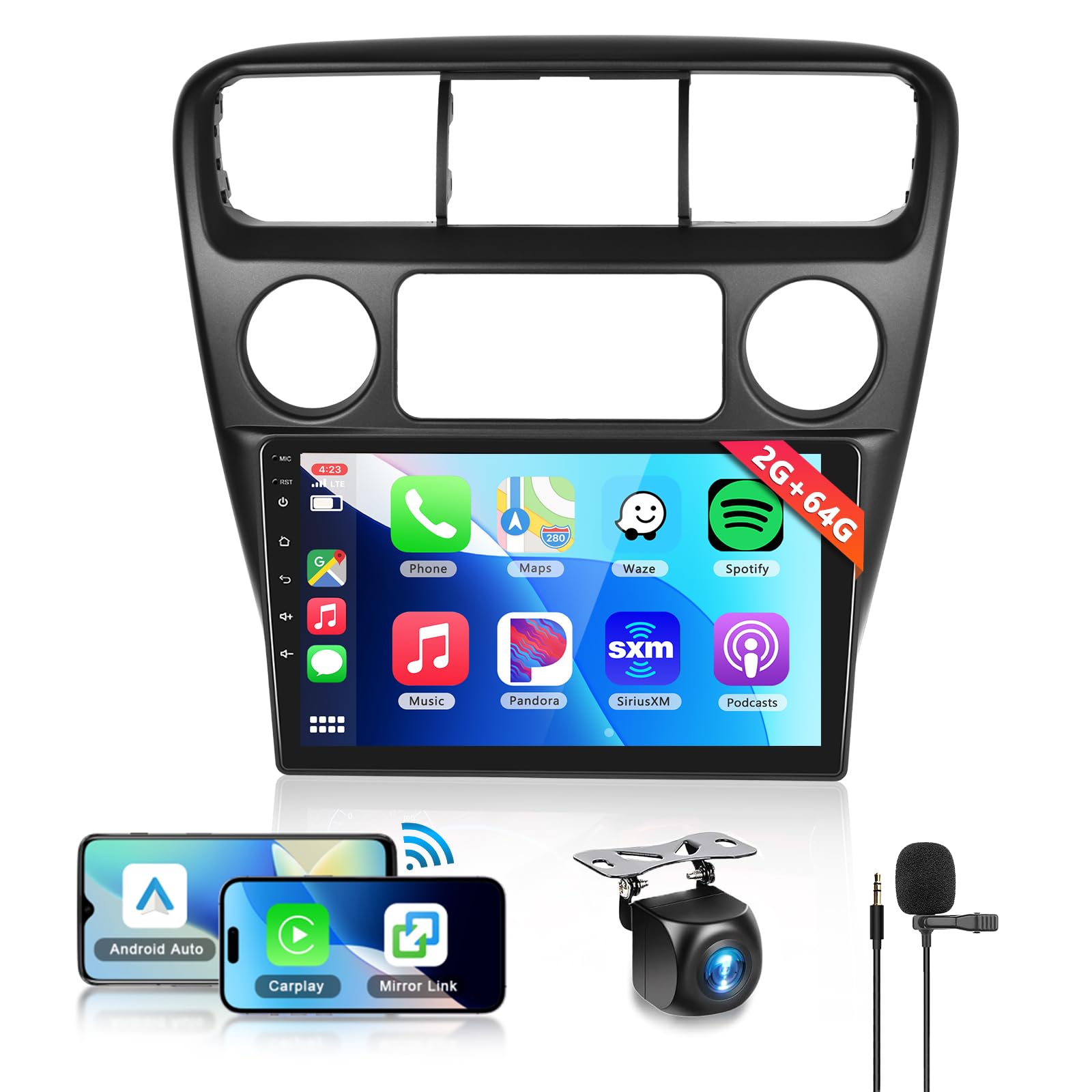 Photo 1 of 2G+64G Car Radio Stereo for Honda Accord 6th 1998-2003 with Wireless CarPlay/Android Auto, 9 Inch HD Touch Screen Android 13 Head Unit GPS WiFi Bluetooth FM/RDS EQ HD Backup Camera