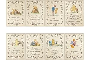 CORODER 16PCS Classic Winnie Quotes Prints Centerpiece For Baby Shower Birthday Party Decorations Nursery Decoration Cards
