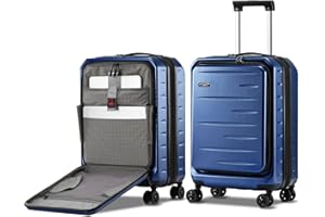 CENSIEN Expandable Carry On Luggage Airline Approved, 20 Inch Lightweight ABS+PC Hard Shell Suitcases with Front Pocket, Spinner Wheels, TSA Lock (Navy Blue, 1PC)