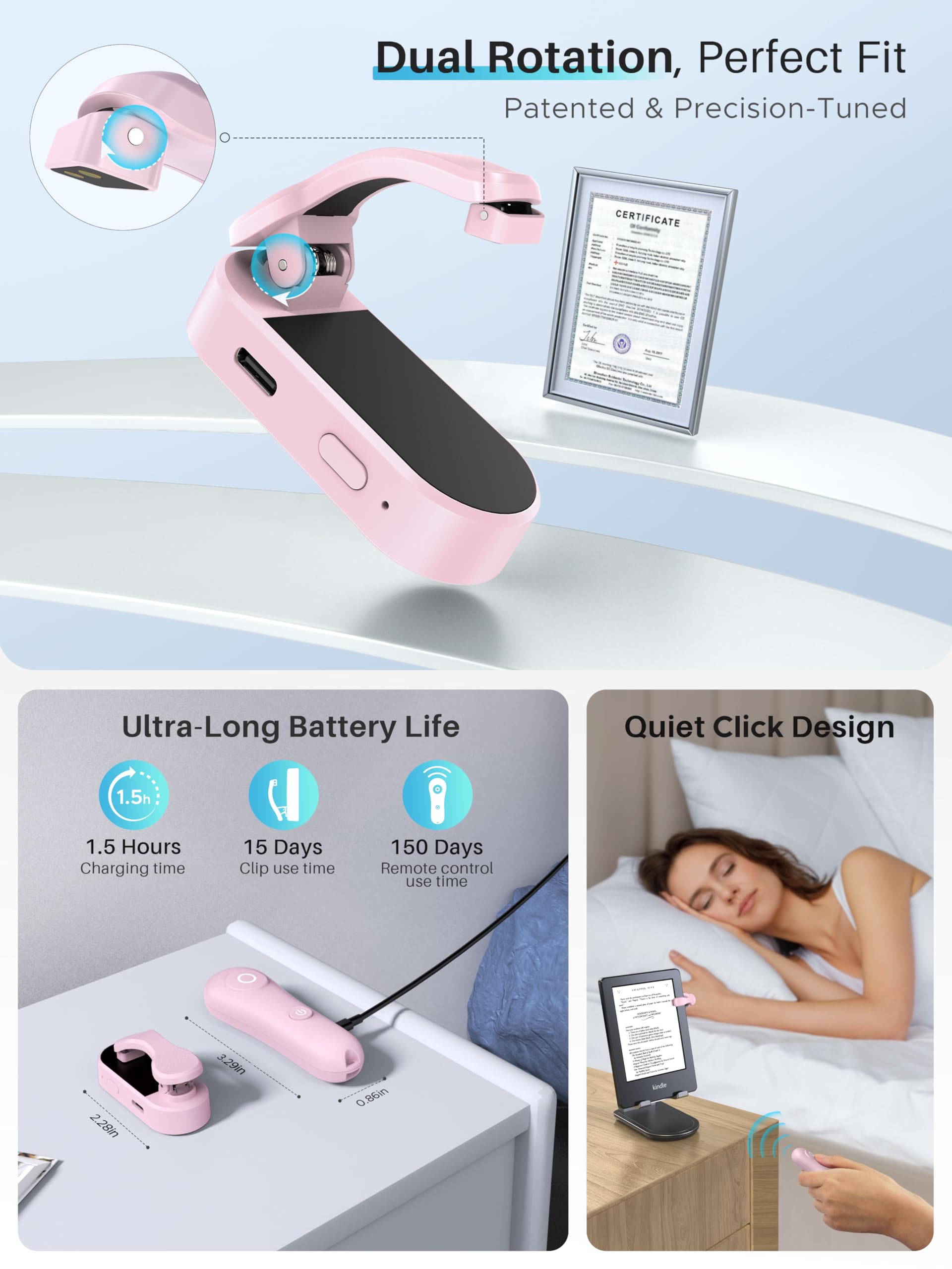 Page Turner for Kindle with Case, 2025 New Remote Control Page Turner for Kindle Paperwhite Oasis, Clicker Accessories for Reading Novel/Comic, Compatible with iPhone, Kobo, iPad, Android Tablet-Pink