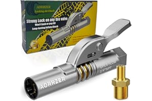 AORRZER Air Chuck, Strong Lock on Tire Air Chucks, 150 PSI Quick Release Inflatable, with 1 pc Air Inflator Adapter for Tire Inflator 1/4" NPT Locking Air Chuck, Long-lasting Inflate Chuck-Open Flow