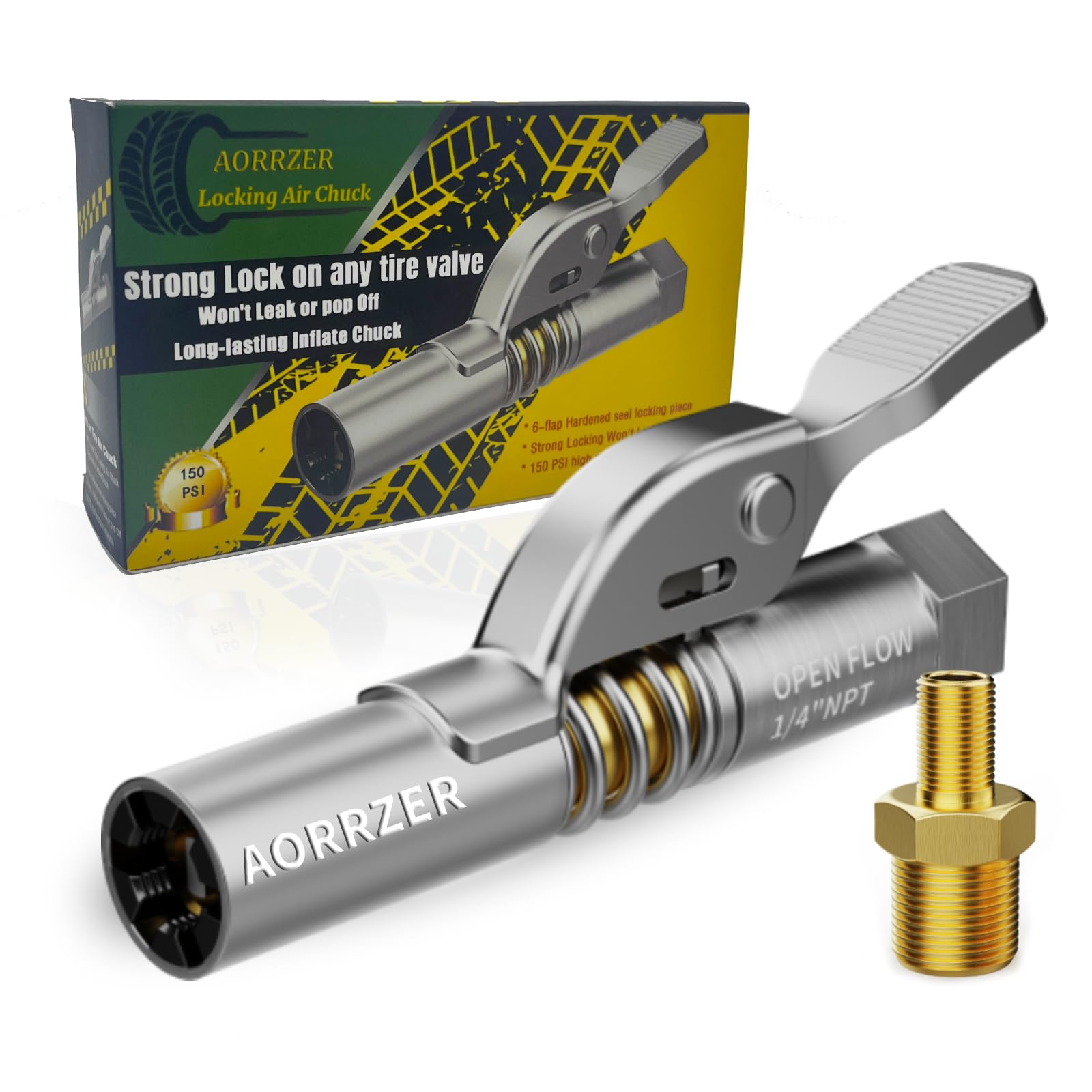 AORRZER Air Chuck, Strong Lock on Tire Air Chucks, 150 PSI Quick ...