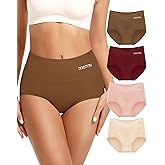 MIOTAN Women's Underwear 4 Pack, Cotton Mid Waisted Ladies Panties Comfy Briefs Full Coverage