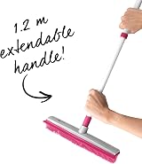 Kleeneze Rubber Cleaning Broom with 1.2m Telescopic Handle Pink Grey view 9