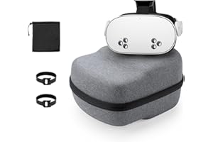Yinke Case for Meta Quest 3/Oculus Quest 2/Pico 4, VR Headset Case Compatible with Elite Strap and More Accessories, Hard Carrying Travel Case All-in-One Storage (Grey)